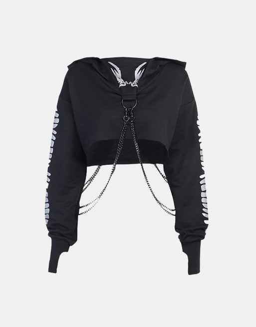 Demon Wings With Metal Chain Hoodie ,  - Streetwear Hoodie - Slick Street
