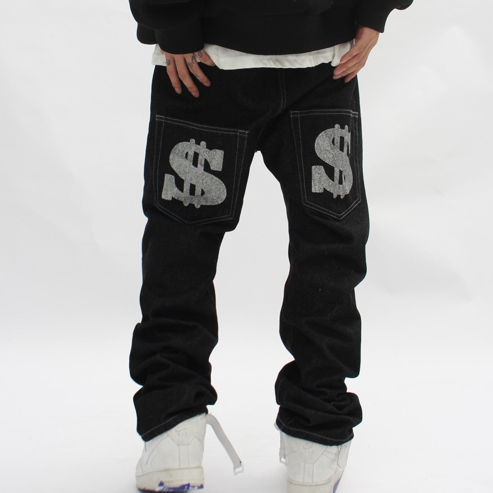 Dollar Print Black Denim Jeans ,  - Streetwear Jeans - Slick Street