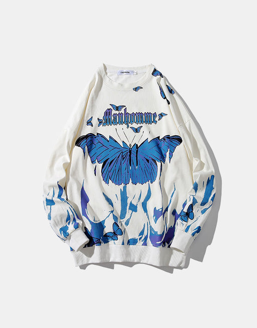 Butterfly Fire Flame Sweatshirt ,  - Streetwear Sweatshirts - Slick Street