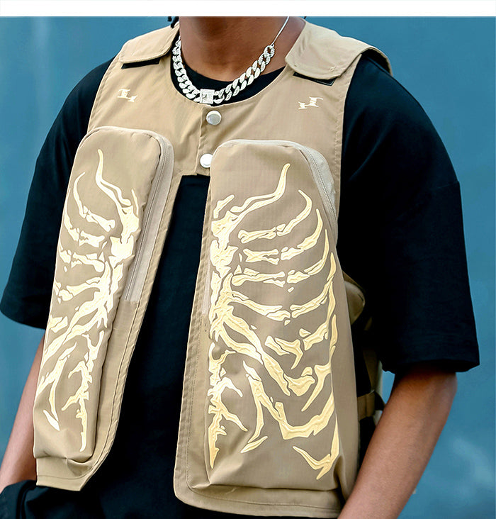 Skeleton Print Vest ,  - Streetwear Vest - Slick Street