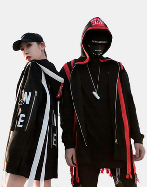 N.E. Hoodie Red Zipper, XS - Streetwear Hoodie - Slick Street