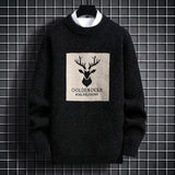 Golden Deer Knitted Sweater Black, XS - Streetwear Sweater - Slick Street