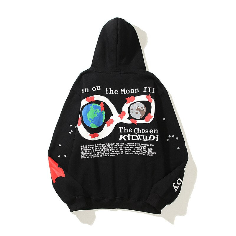 Kid Cudi Earth And Moon Print Hoodie ,  - Streetwear Hoodie - Slick Street