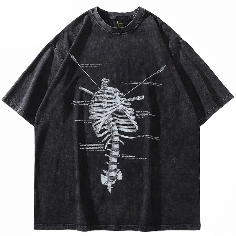 Charcoal The sternum Diagram T-Shirt ,  - Streetwear T-Shirt - Slick Street