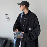 Corduroy Velvet Collar Shirt Black, XS - Streetwear Shirt - Slick Street