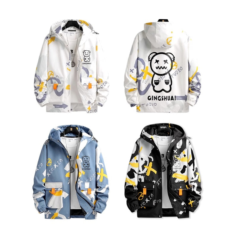 GINGSHUAI Raster Digital Graphic Hoodie ,  - Streetwear Hoodie - Slick Street