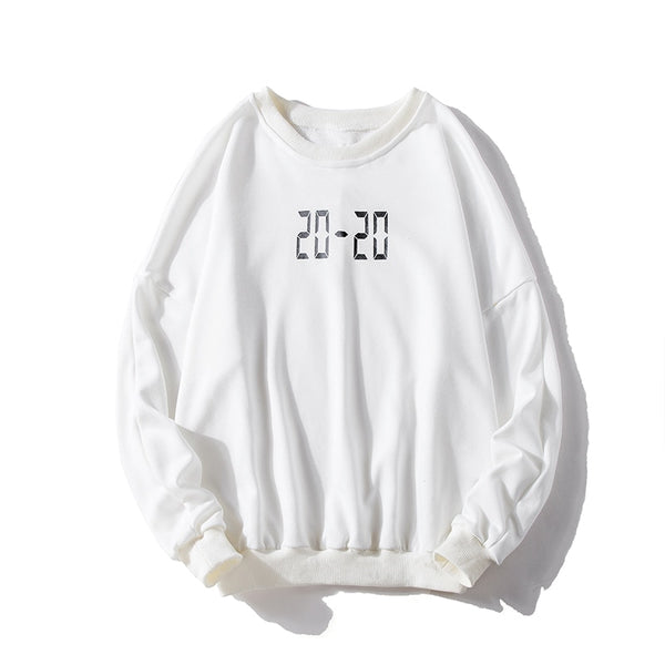 20-20 Number Plain Pullover Sweatshirt White, M - Streetwear Sweatshirt - Slick Street