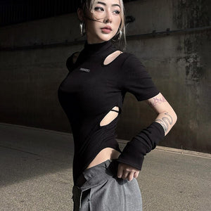 Suchcute Hollow Black Bodysuit ,  - Streetwear Bodysuit - Slick Street