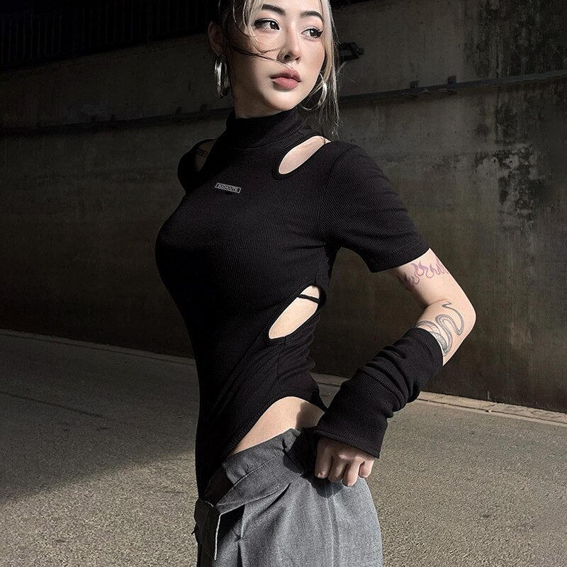 Suchcute Hollow Black Bodysuit ,  - Streetwear Bodysuit - Slick Street