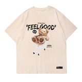 Teddy Bear 'Feel Good' T-Shirt Khaki, XS - Streetwear T-Shirt - Slick Street