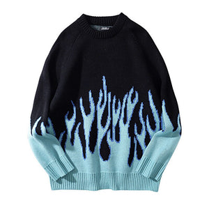 Knitted Vintage Flame Sweater , - Streetwear Sweatshirts - Slick Street