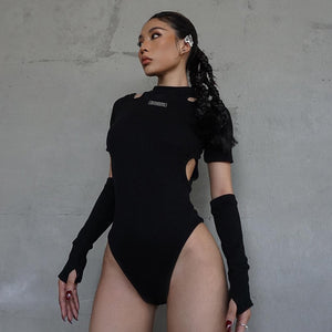 Suchcute Hollow Black Bodysuit ,  - Streetwear Bodysuit - Slick Street