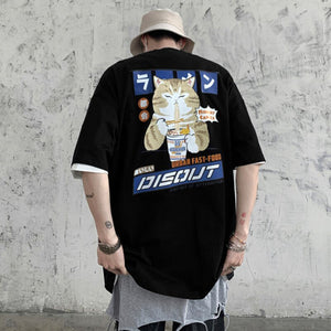 Midnight Canteen Cat Graphic T-Shirt , - Streetwear T-Shirt - Slick Street