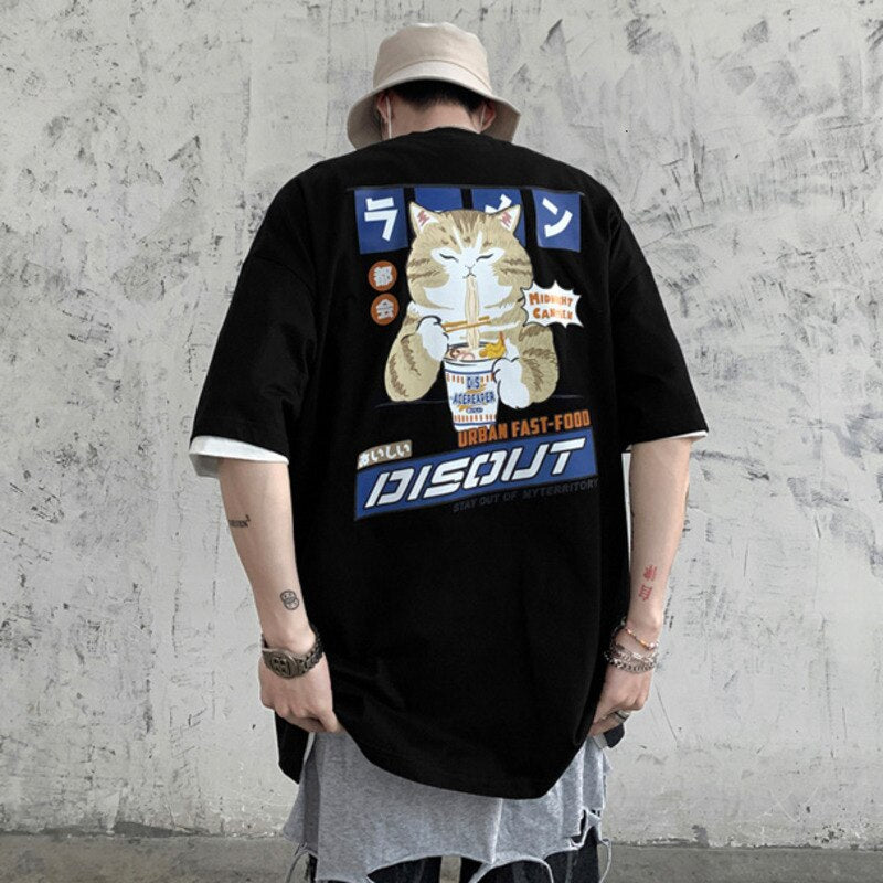 Midnight Canteen Cat Graphic T-Shirt , - Streetwear T-Shirt - Slick Street