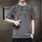 Letter Print Gradient T-Shirt Gray, XS - Streetwear T-Shirt - Slick Street