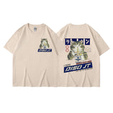 Midnight Canteen Cat Graphic T-Shirt Khaki, XXS - Streetwear T-Shirt - Slick Street