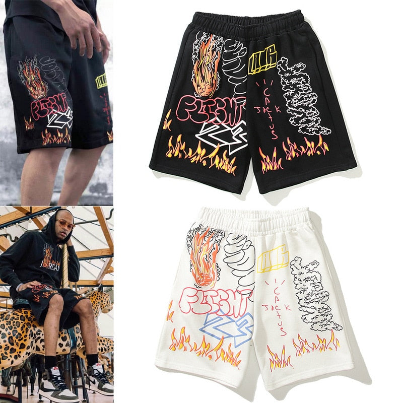 Cactus Fire Shorts ,  - Streetwear Shorts - Slick Street