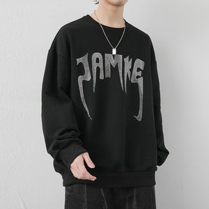 Retro JAMKE Printed Sweatshirt Black, XS - Streetwear Sweatshirts - Slick Street