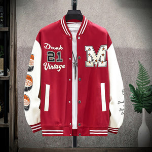 Dunk 21 Vintage Varsity Jacket Red, XS - Streetwear Jacket - Slick Street