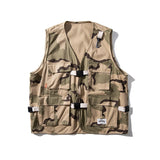 Multi-Pockets Fishing Vest Camping Camouflage, XS - Streetwear Vest - Slick Street
