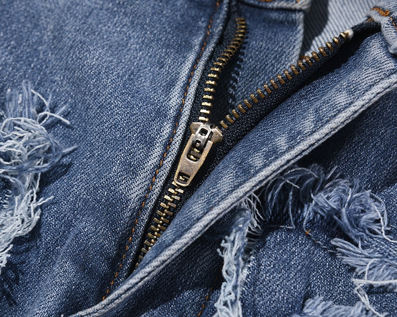 Zodiac Sea Distressed Stacked Denim ,  - Streetwear Jeans - Slick Street