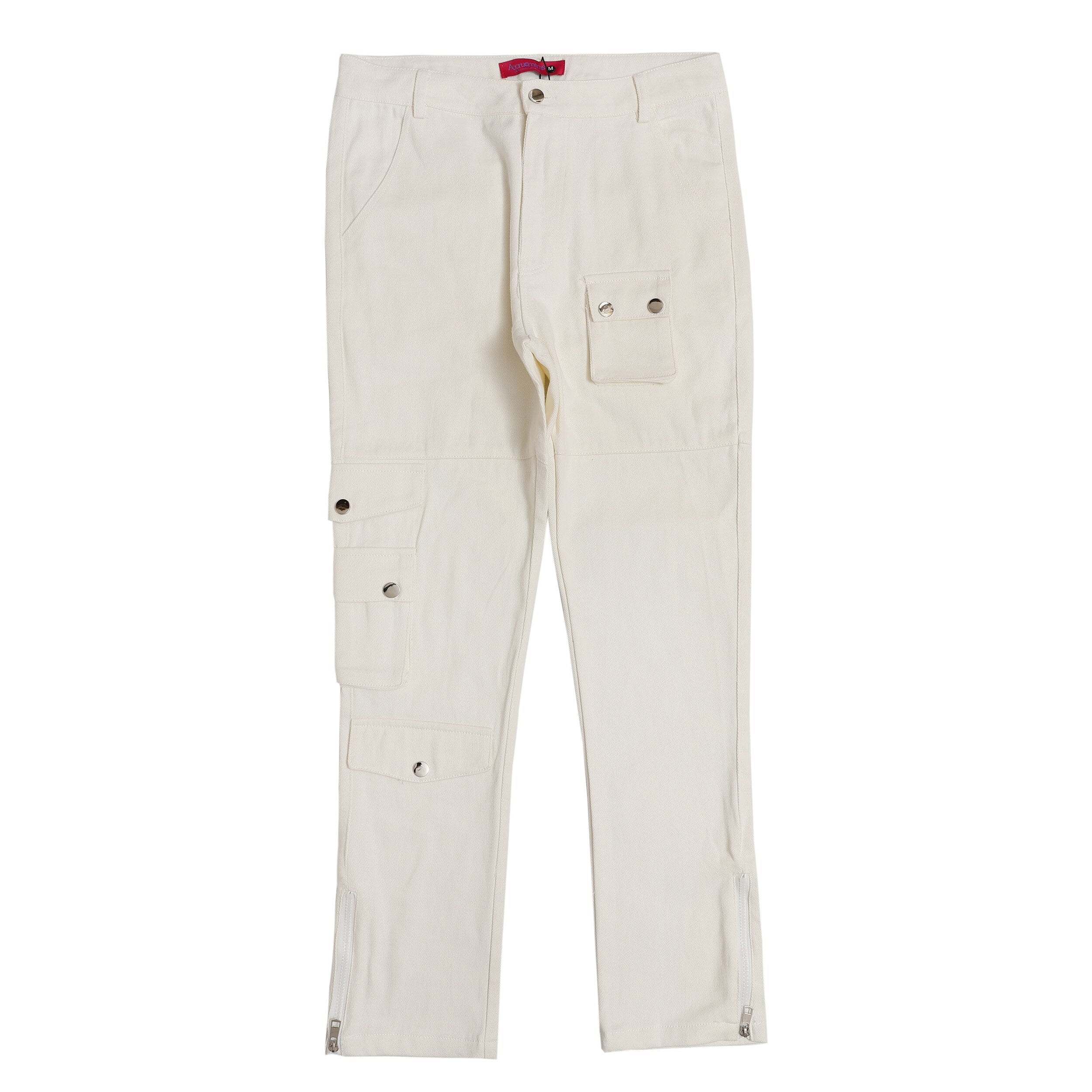 PK21 Straight Multi-pocket Cargo Pants - White – Slick Street