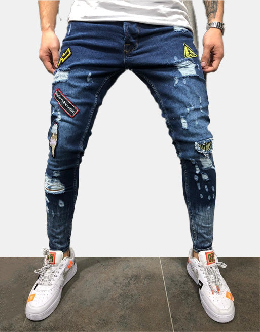 xBadges Distressed Skinny Jeans Dark Blue, XS - Streetwear Jeans - Slick Street