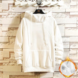 Plain Rivet Pullover Hoodie White, XS - Streetwear Hoodie - Slick Street