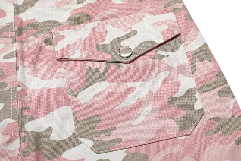 PK21 Straight Multi-pocket Cargo Pants - Pink Camo ,  - Streetwear Cargo Pants - Slick Street