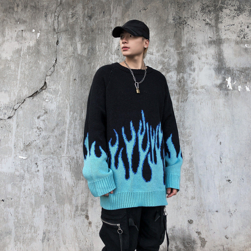 Knitted Vintage Flame Sweater ,  - Streetwear Sweatshirt - Slick Street