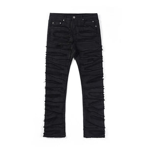Zodiac Sea Distressed Stacked Denim Black, 30 - Streetwear Jeans - Slick Street