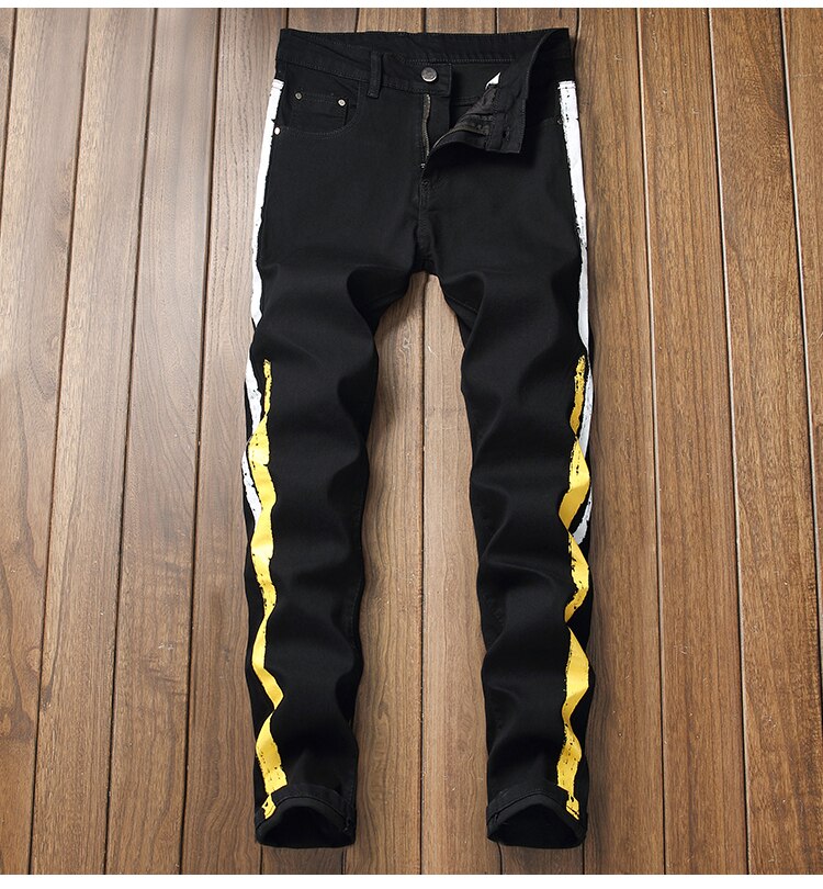 Two Stripes Color Line Jeans ,  - Streetwear Jeans - Slick Street