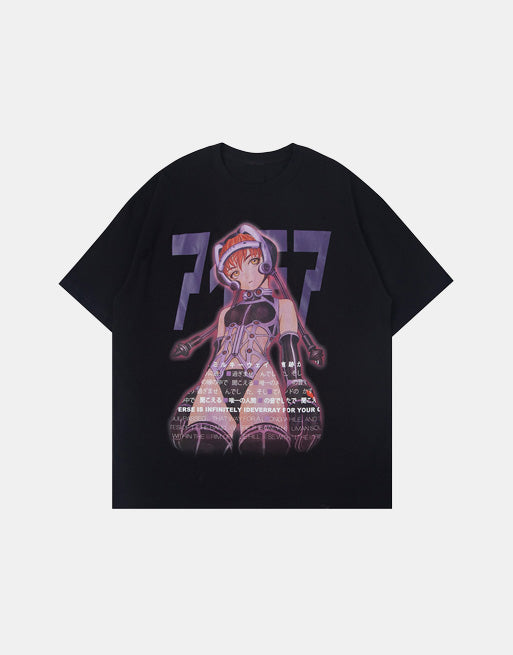 Manga Girl Kanji Anime Graphic T-Shirt ,  - Streetwear T-Shirt - Slick Street