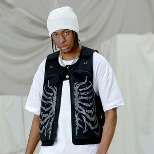 Skeleton Print Vest ,  - Streetwear Vest - Slick Street