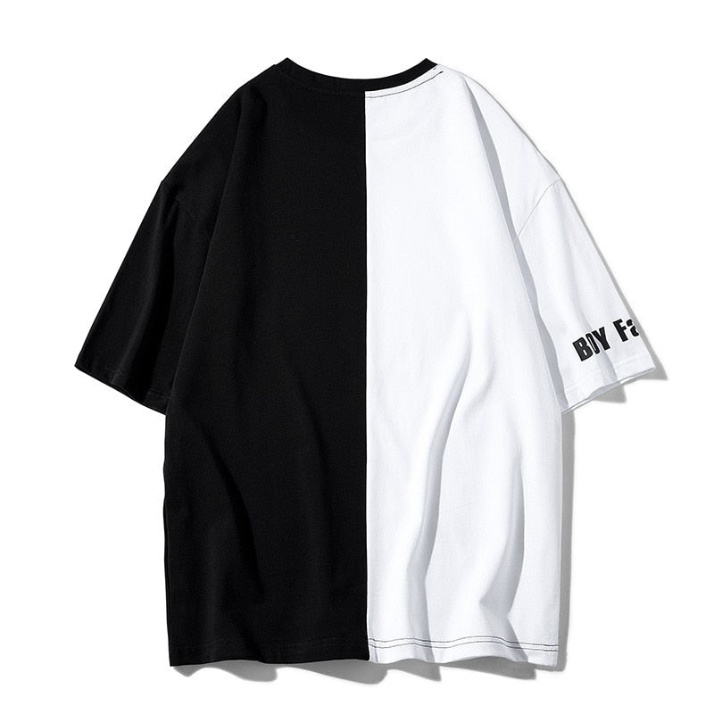 09:03 Two Tone Color Half T-Shirt ,  - Streetwear T-Shirt - Slick Street