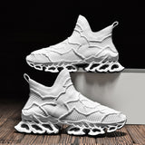 RX28 Slip On Knit Breathable High Top Sock Sneakers White, 39 - Streetwear Shoes - Slick Street