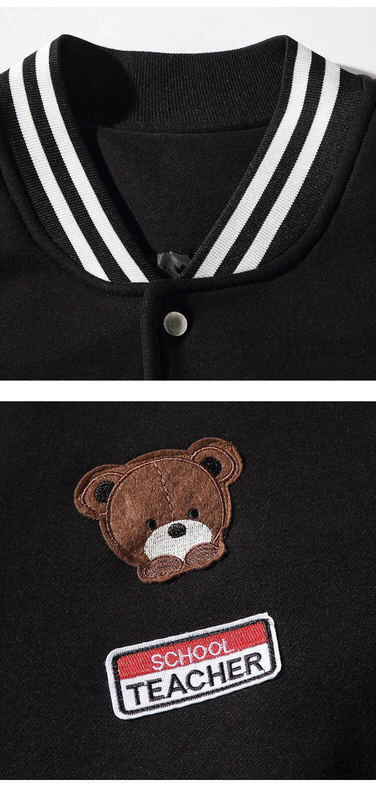 Teddy Bear Stitch Varsity Jacket ,  - Streetwear Jacket - Slick Street