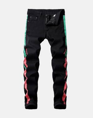 Two Stripes Color Line Jeans ,  - Streetwear Jeans - Slick Street