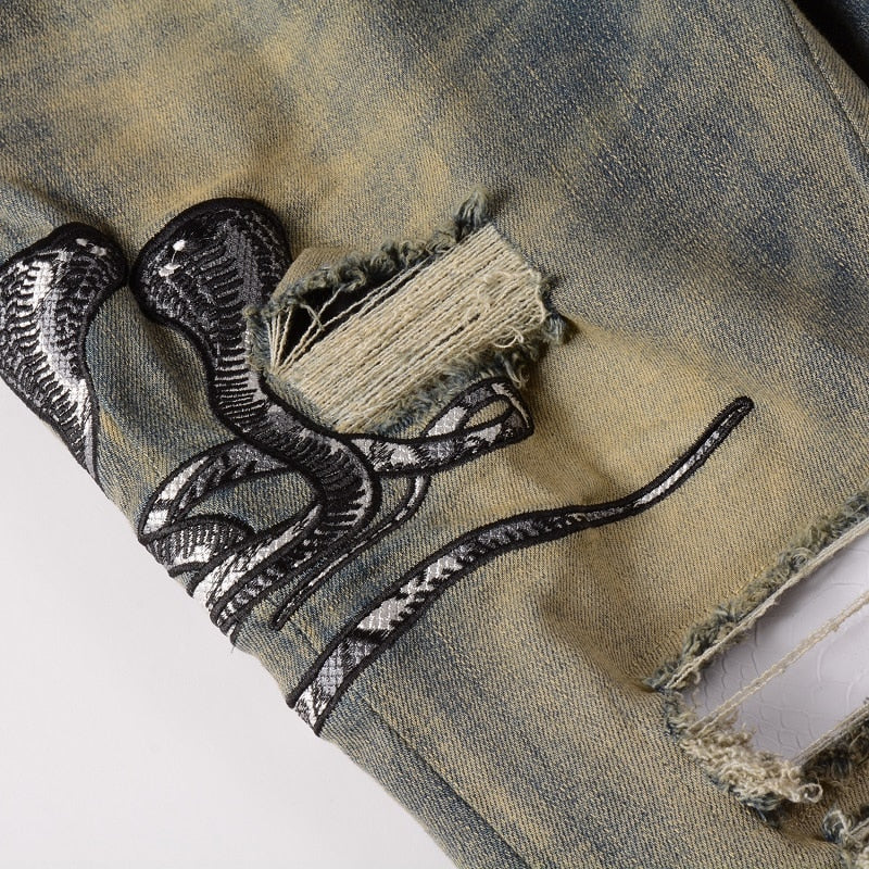 COBRA Snake Denim Jeans ,  - Streetwear Jeans - Slick Street