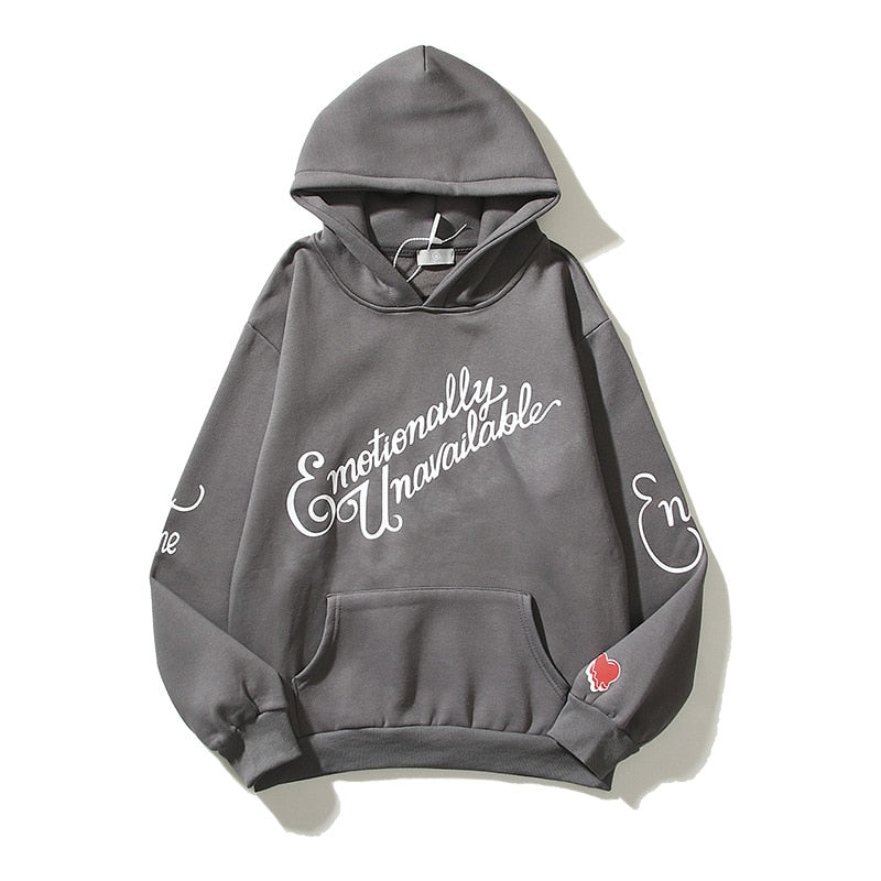 Emotionally Unavailable Note Hoodie Gray, XS - Streetwear Hoodie - Slick Street