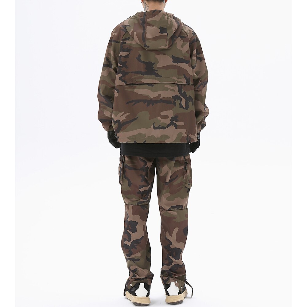 N923 Drawstring Camo Jacket & Cargo Pants Set ,  - Streetwear Tracksuits - Slick Street