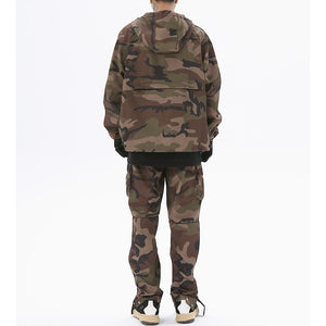 N923 Drawstring Camo Jacket & Cargo Pants Set ,  - Streetwear Tracksuits - Slick Street