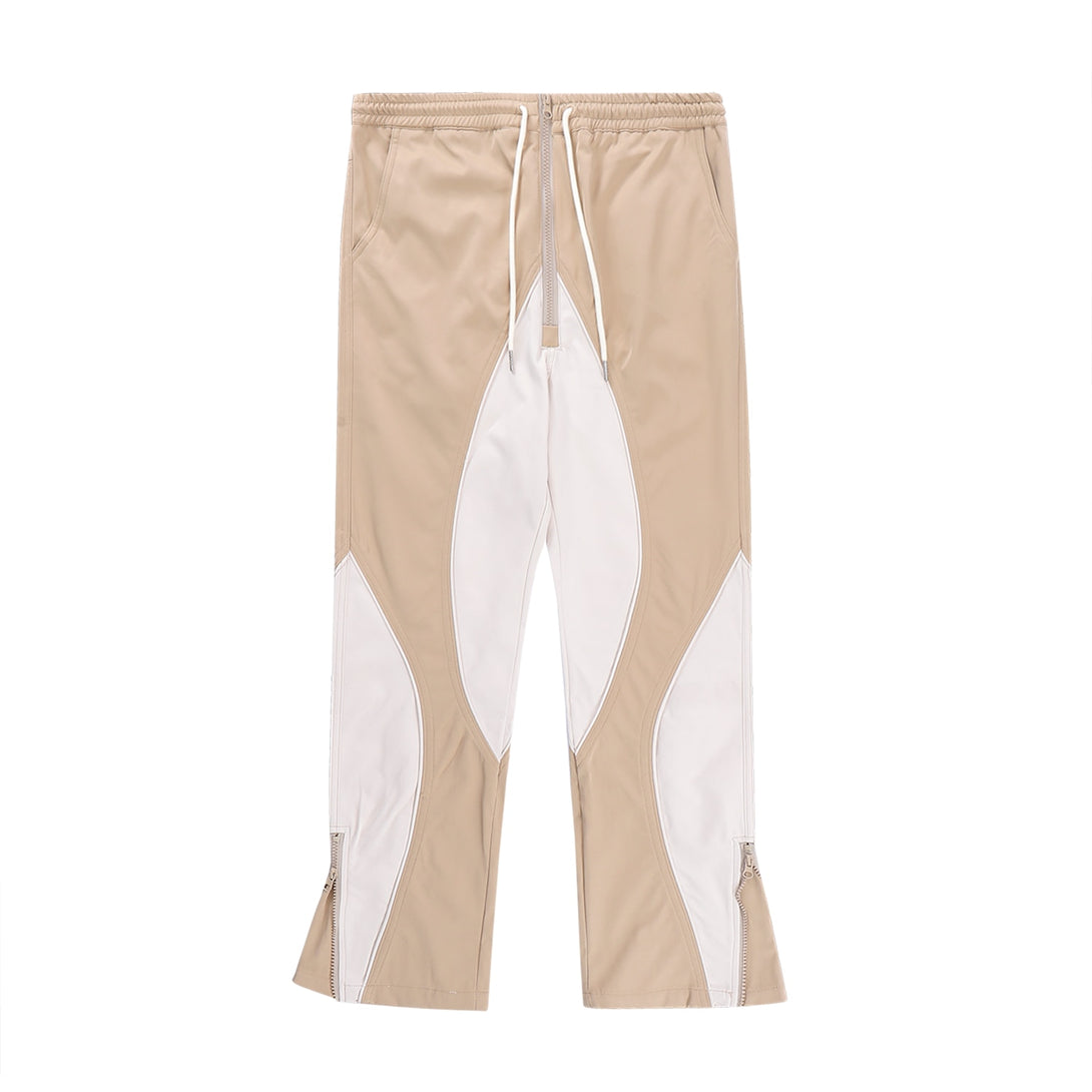 Bi-Color Flat Pants S, Champagne - Streetwear Pants - Slick Street