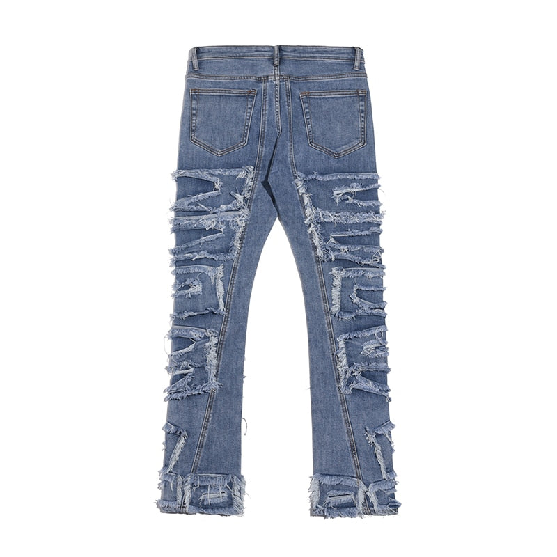 Zodiac Sea Distressed Stacked Denim ,  - Streetwear Jeans - Slick Street