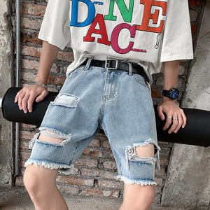 Denim Ripped Jeans Shorts ,  - Streetwear Shorts - Slick Street