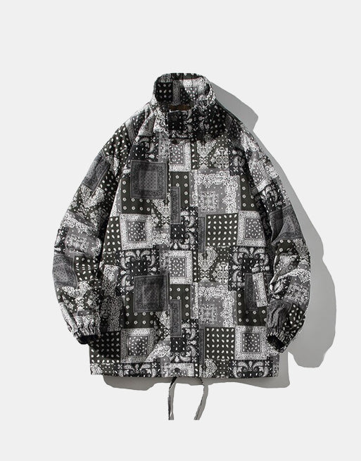 Seamless Stencil Design Round Collar Overshirt ,  - Streetwear Shirt - Slick Street