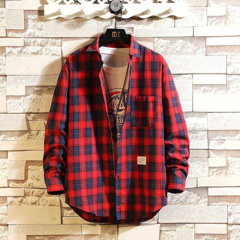 Gingham Pattern Shirt Red, XS - Streetwear Shirt - Slick Street