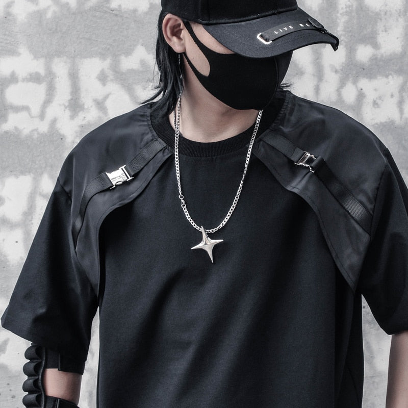 B1 Shoulder Buckle Strap T-Shirt , - Streetwear T-Shirts - Slick Street