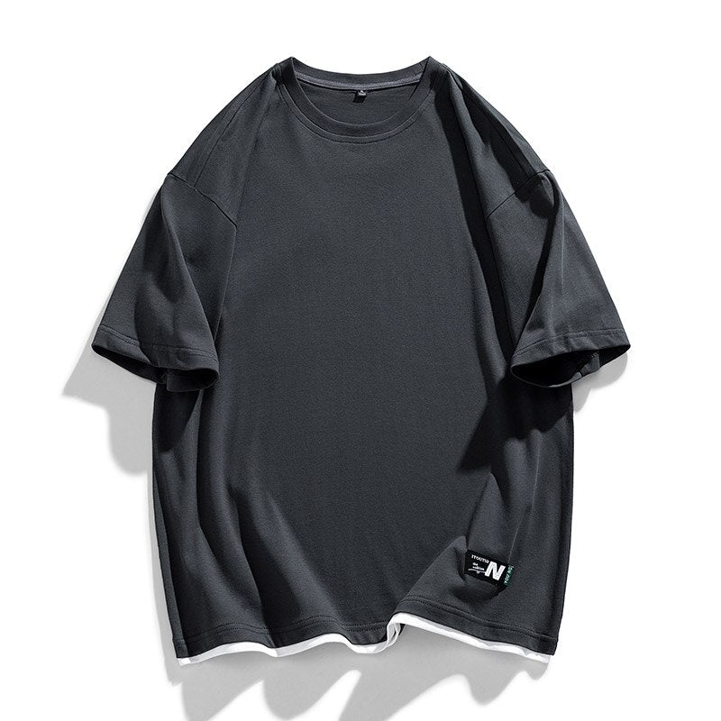 N Solid Label T-Shirt Gray, XS - Streetwear T-Shirt - Slick Street