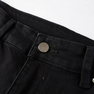 Obsidian Distressed Rhinestone Slim Black Jeans ,  - Streetwear Jeans - Slick Street